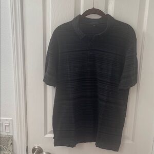 Travis Mathew Black Striped Polo Shirt